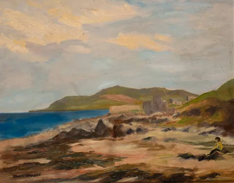 Michael Augustin Power O'Malley, TOWARDS LAMBAY FROM PORTRANE, COUNTY DUBLIN, oil on board