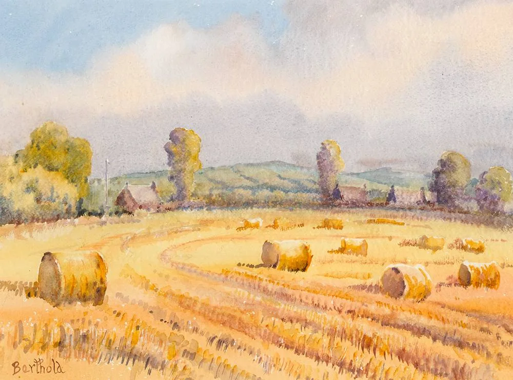 RURAL SCENE by Berthold Dunne, watercolour, offered Apr 2023
