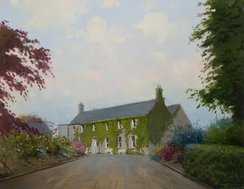 PITCHFORDSTOWN HOUSE, COUNTY KILDARE by Padraig Lynch, oil on board, offered Apr 2023