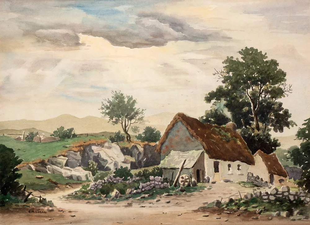 Christopher M. Doran, RURAL SCENE WITH COTTAGE, watercolour