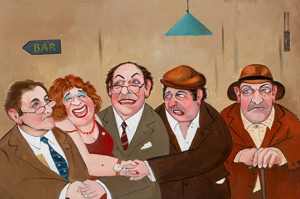 THE AGREEMENT by John Schwatschke, oil on canvas, sold Apr 2023