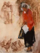 Rowland Davidson, FIGURES WITH PIGEONS