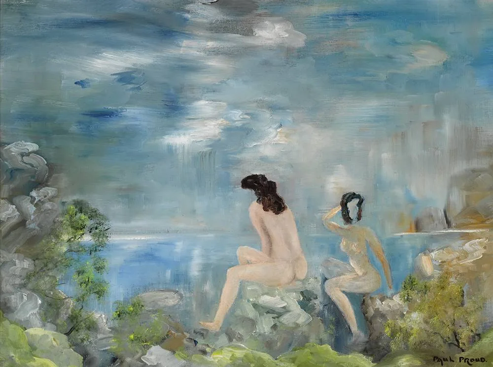 BATHERS by Paul Proud, oil on canvas, offered Apr 2023