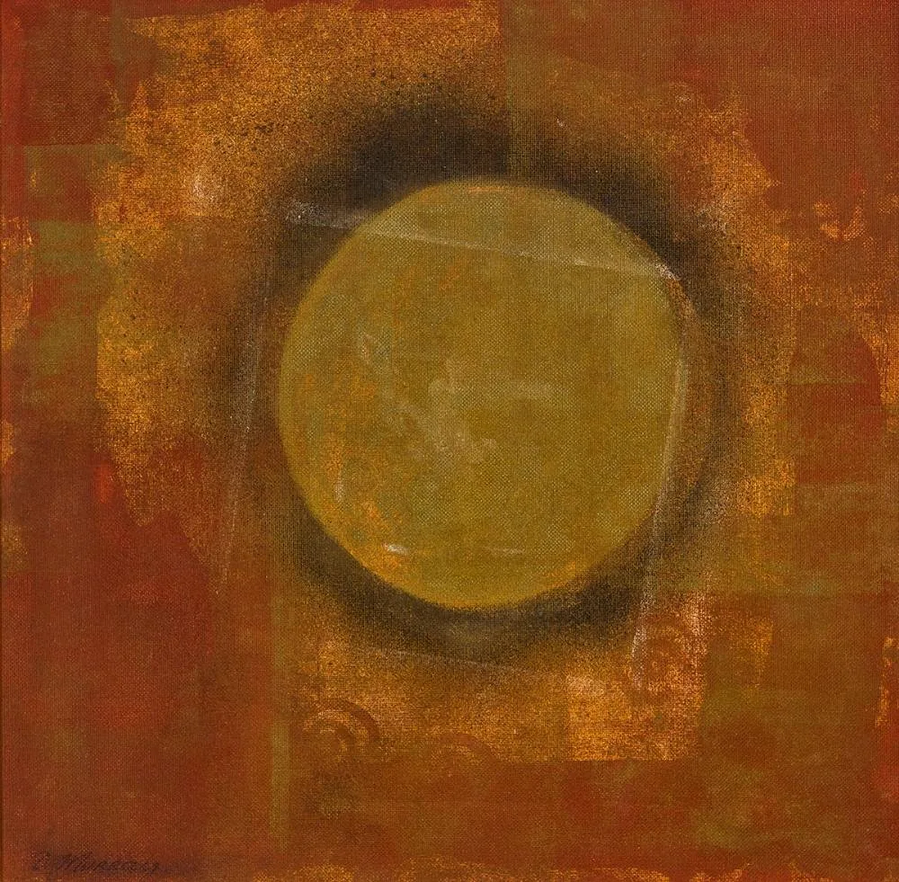 Olive Murray, EYE OF HEAVEN, mixed media on board