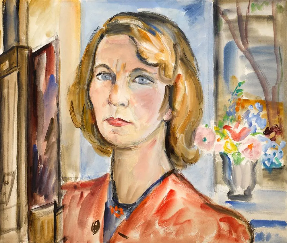 SELF-PORTRAIT by Norah McGuinness, 1942, gouache, sold Mar 2023