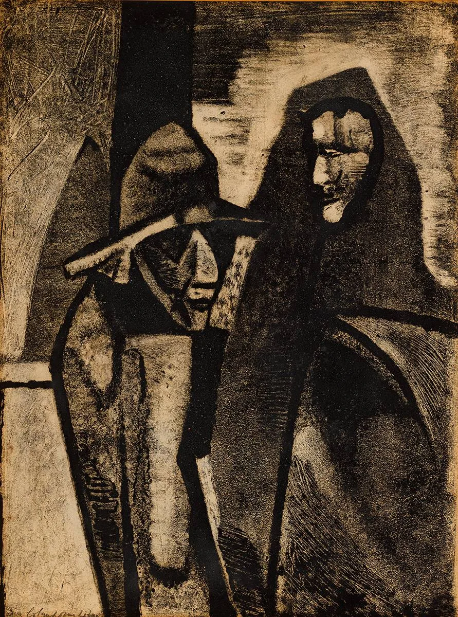 Robert Colquhoun, IRISH PEASANT AND YOUNG WOMAN, 1946, mixed media
