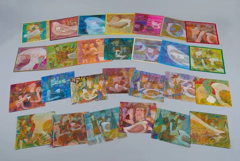 ILLUSTRATIONS FOR AN CHEARC BY GABRIEL ROSENSTOCK (UNPUBLISHED) (SET OF TWENTY-SEVEN) by Piet Sluis, ink, watercolour and mixed-media; (27); (unframed), offered Mar 2023
