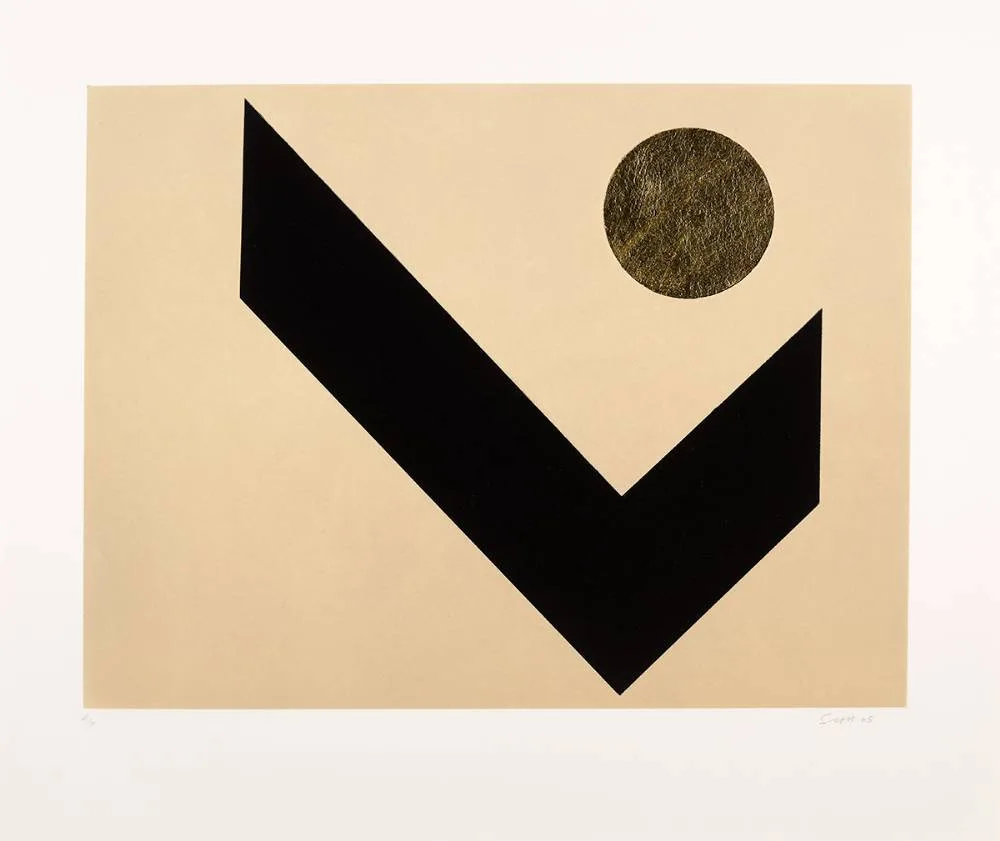 TANGRAM IV by Patrick Scott, 2005, carborundum and gold leaf; (no. 52 from edition of 75), sold Mar 2023