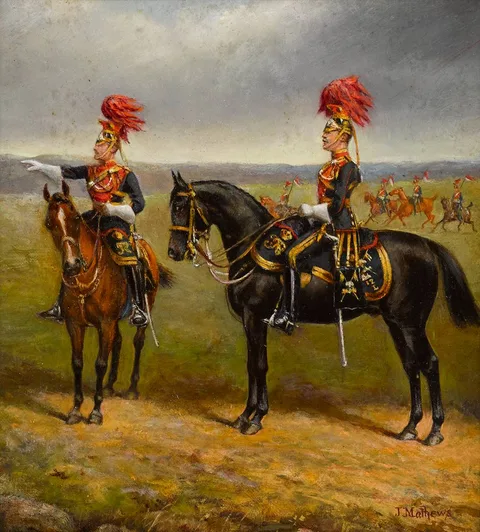 John Edward Chapman Mathews, 6TH EARL OF DUNRAVEN, REGIMENT OF THE 12TH PRINCE OF WALES ROYAL LANCERS, oil on canvas