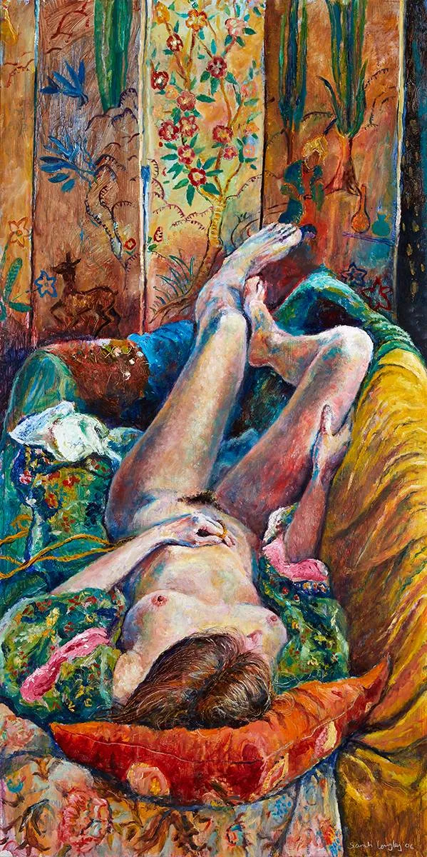 Sarah Longley, NUDE WITH SCREEN, 2006, oil on board