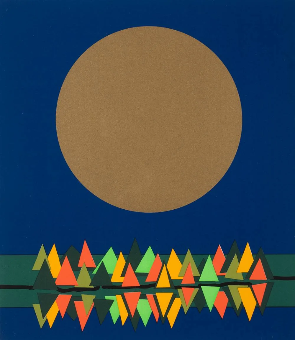CHRISTMAS GREETING CARD by Patrick Scott, color print with gold leaf, sold Dec 2022
