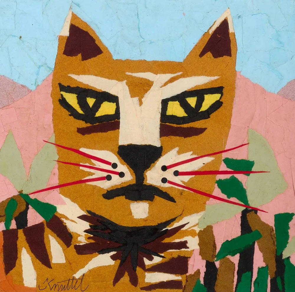 CAT by Graham Knuttel, mixed media, offered Dec 2022