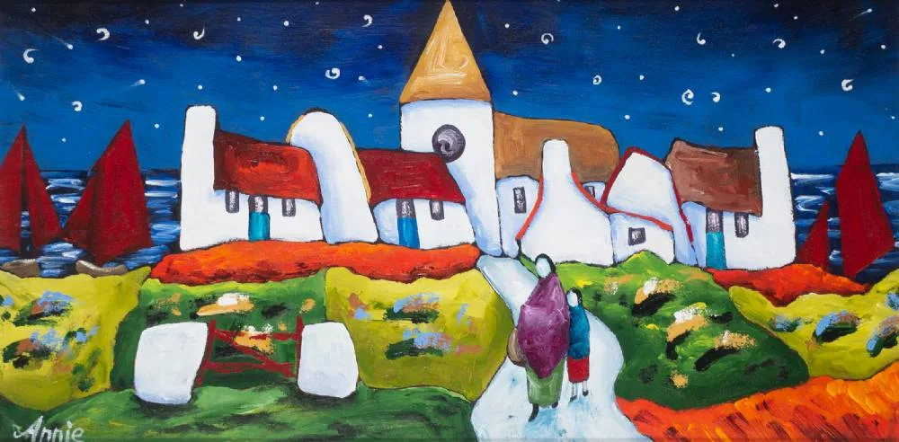 TOGETHER WE GO by Annie Robinson, 2003, oil on canvas, sold Dec 2022