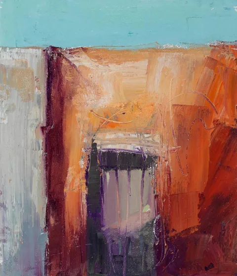STREETSCAPE by Aidan Bradley, 1998, oil on board, offered Dec 2022