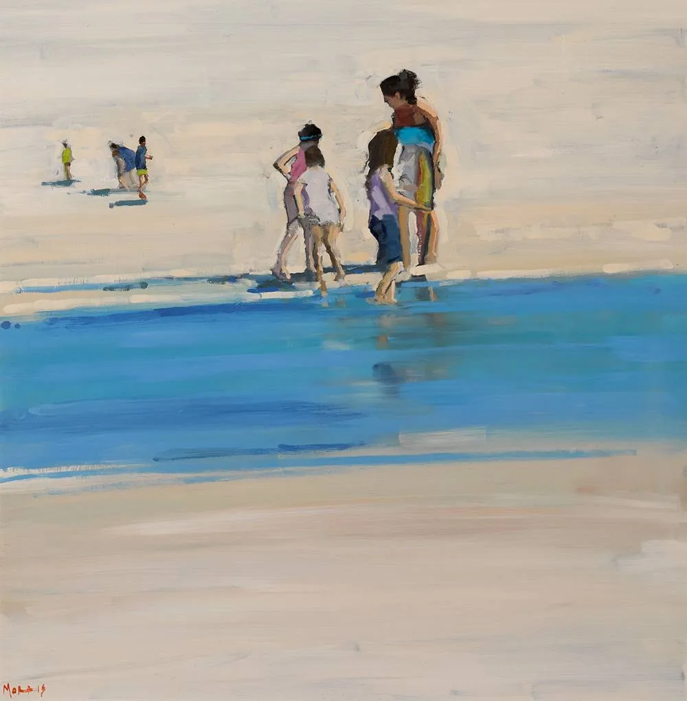 SUMMER PORTMARNOCK BEACH, COUNTY DUBLIN by John Morris, 2002, oil on board, offered Dec 2022