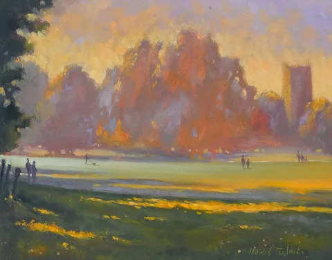 Norman Teeling, PARKLANDS AT DUSK, oil on board