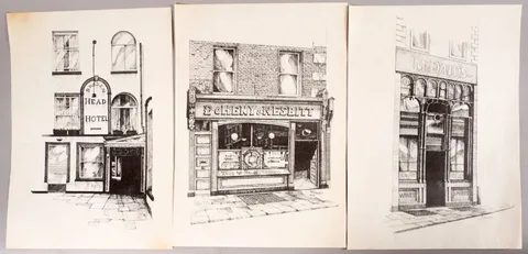 Liam Delaney, DRINK UP: A PORTFOLIO OF IRISH PUBS, 1974, print; (10); (no. 263 from an edition of 1000); (unframed)
