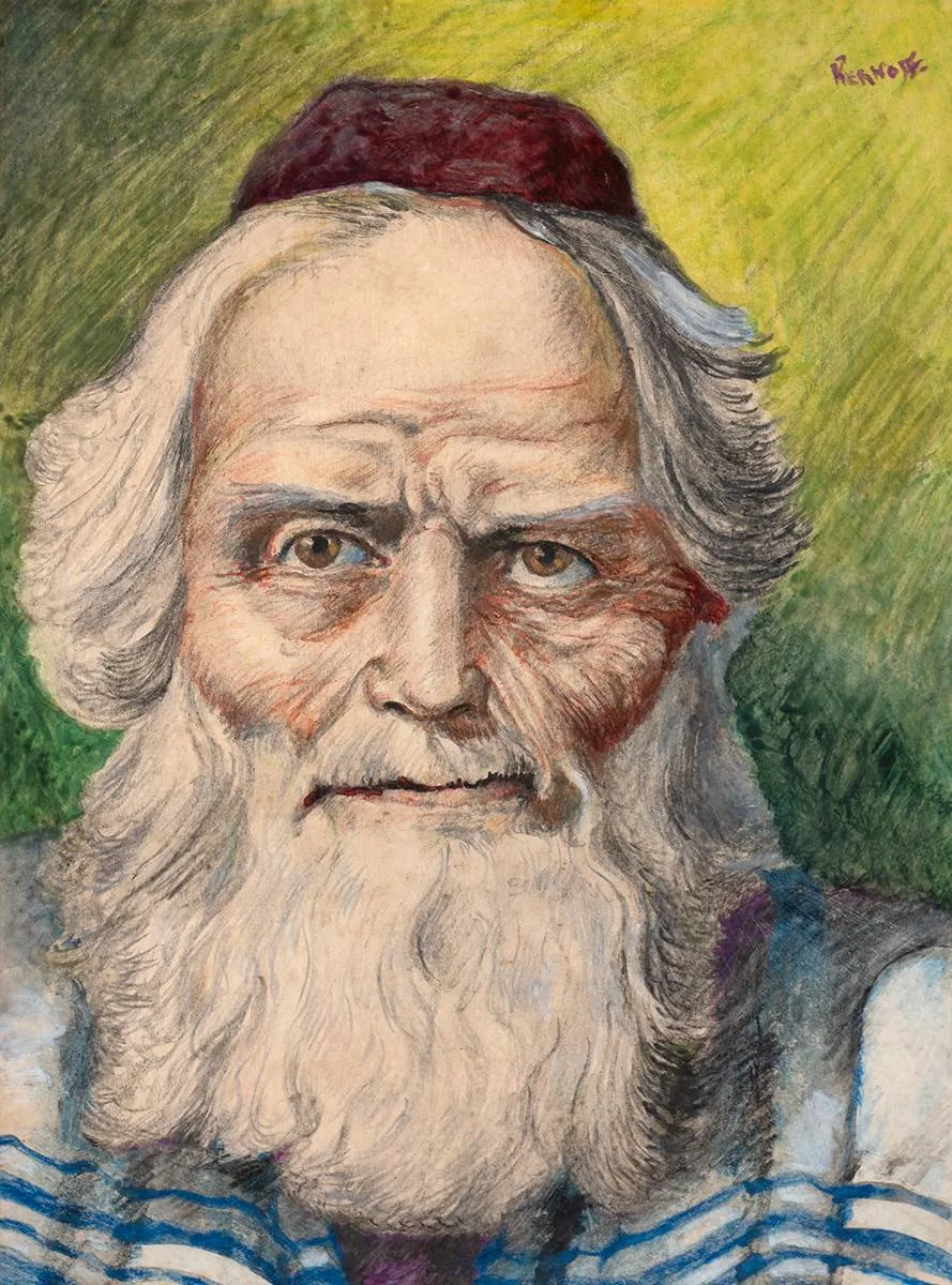 RABBI by Harry Kernoff, pastel, sold Dec 2022
