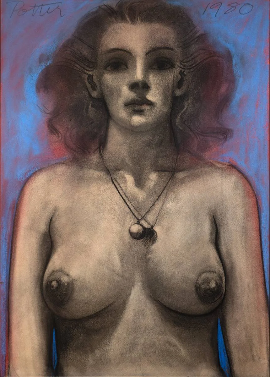 NUDE by George Potter, 1980, pastel, sold Dec 2022