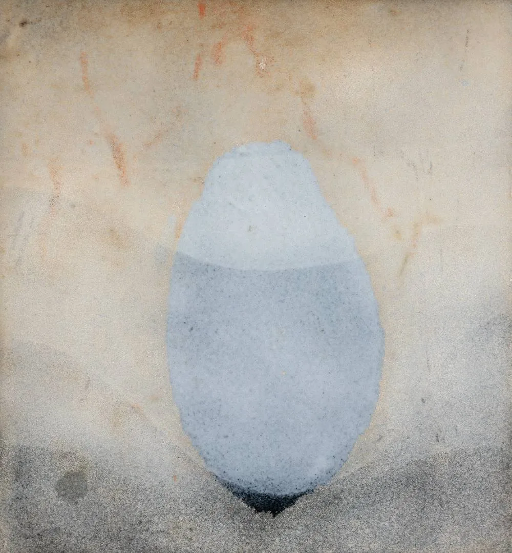 GREY EGG by Ann Robin Banks, enamel on copper laid on panel; (unframed), sold Dec 2022