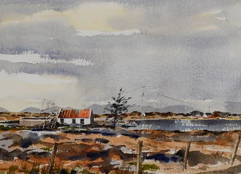 Val Byrne, THE TWELVE PINS, FROM CARRAROE, COUNTY GALWAY, 2004, watercolour