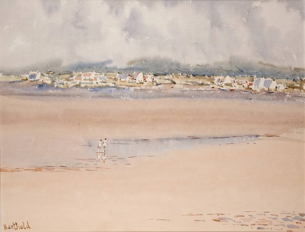 ACHILL BEACH, TOWARDS VALLEY by Berthold Dunne, watercolour, sold Dec 2022
