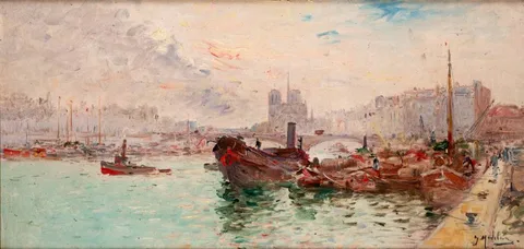 Gustave Madelain, VIEW ON THE RIVER SEINE, PARIS, oil on canvas