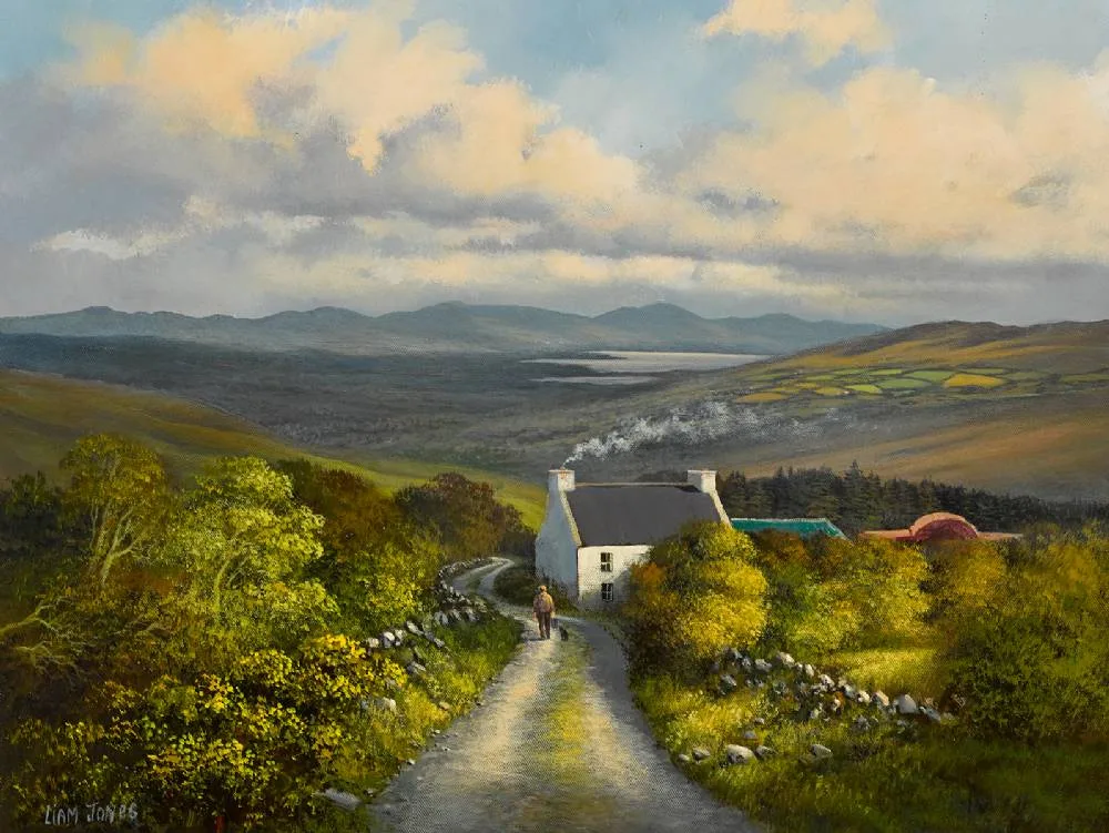 OVERLOOKING BANTRY BAY, COUNTY CORK by Liam Jones, oil on canvas, sold Dec 2022