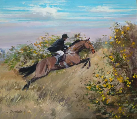 David Trundley, HORSE JUMPING, 2011, oil on board
