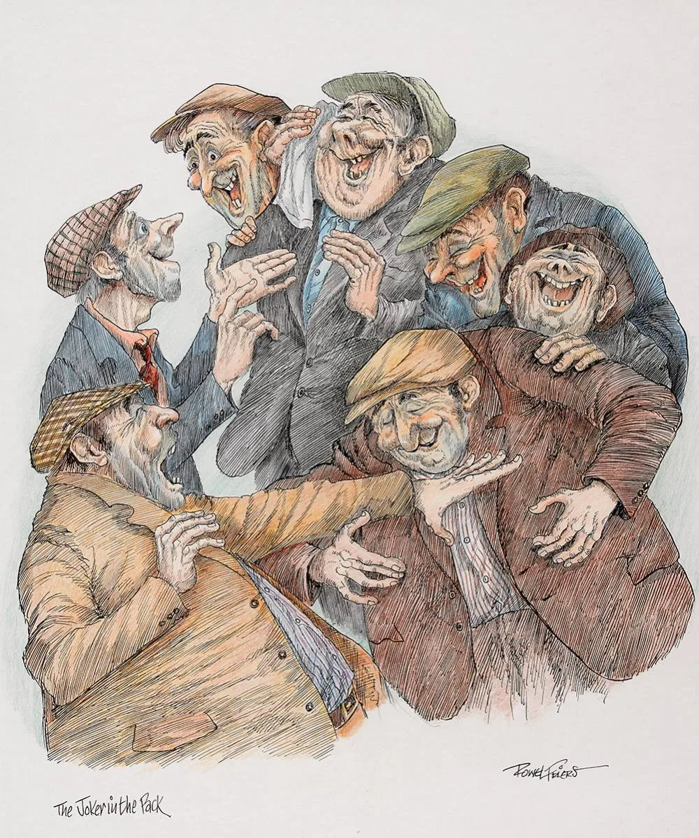 Rowel Boyd Friers, THE JOKER IN THE PACK, ink and crayon