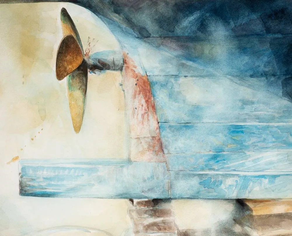Floyd Placzek, BLUE BOAT, BALTIMORE, 1982, watercolour