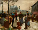 William Henry Bartlett, PARISIAN SCENE WITH CHURCH OF ST. EUSTACHE NEAR LES HALLES