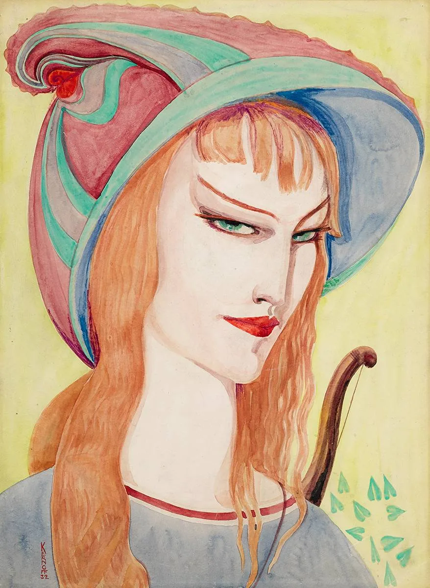 FEMALE ARCHER by Harry Kernoff, 1932, watercolour, offered Nov 2022