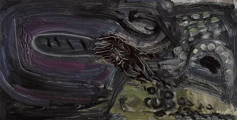 FIGURE BY THE STRAND by Nano Reid, oil on panel, sold Nov 2022