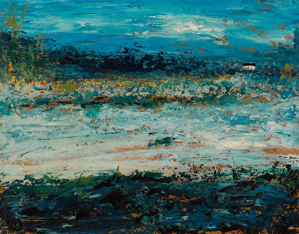 LANDSCAPE by Daniel O'Neill, oil on board, sold Nov 2022