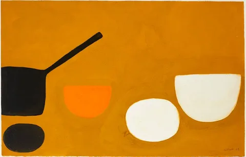William Scott, STILL LIFE WITH SAUCEPAN, 1968, gouache
