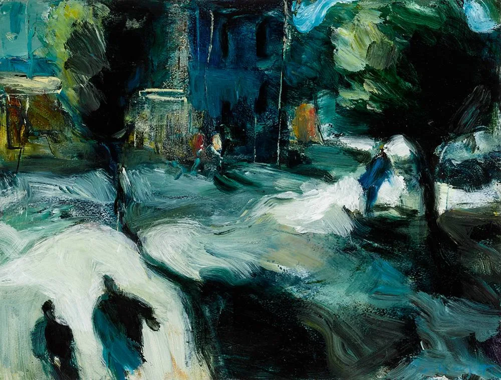 WEEKDAY by Donald Teskey, 1995, oil on paper, sold Nov 2022