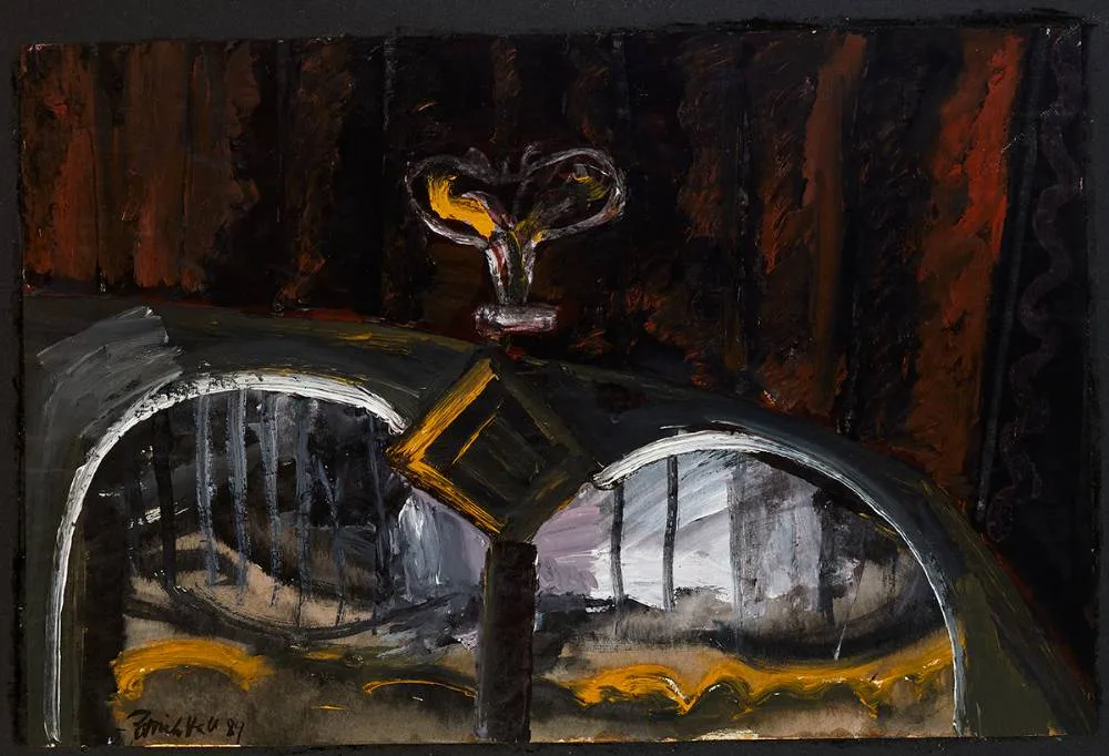 Patrick Hall, EEL TRAP, 1981, gouache