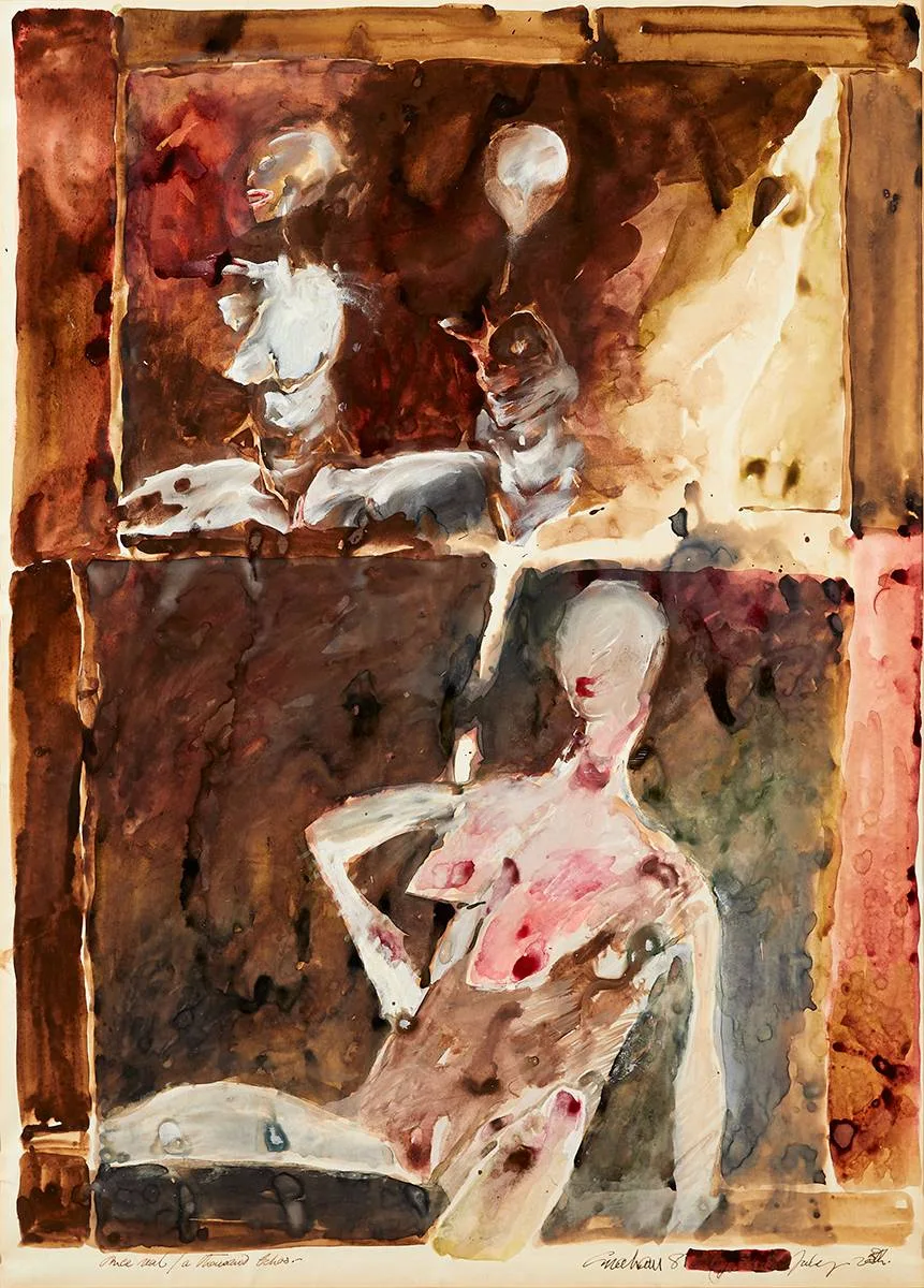 Patrick Graham, ONCE REAL [A THOUSAND ECHOES], 1987, gouache, pen, ink and wash