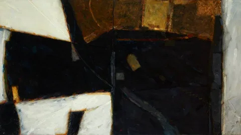 KITE OVER THE ISLAND (DIPTYCH) by John Shinnors, oil on canvas laid on panel, sold Nov 2022