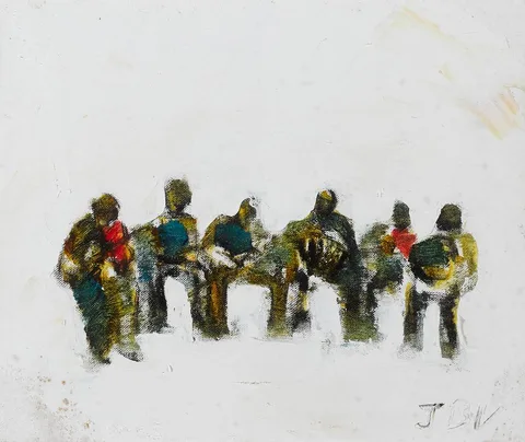 John B. Vallely, MUSICIANS, oil on canvas