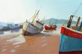Tom Roche, BEACHED TRAWLERS, DINGLE, COUNTY KERRY