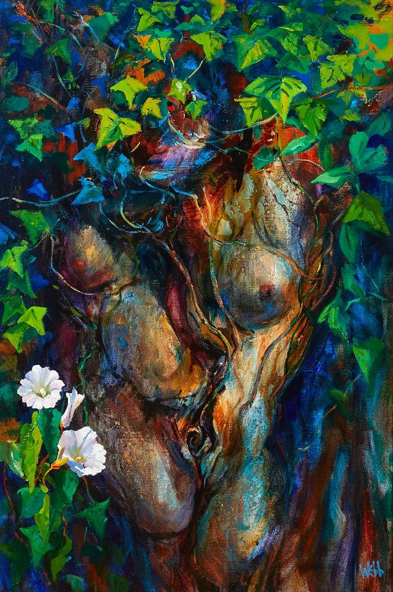 THE WITCH IN THE TREE by Kenneth Webb, oil on canvas, sold Nov 2022