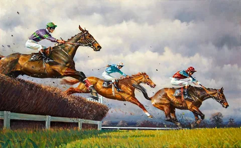 Peter Curling, A MISTAKE BY THE LEADER, oil on canvas