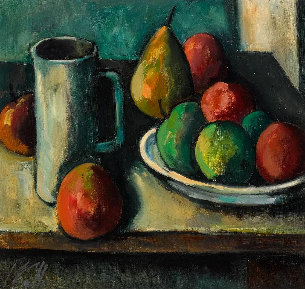 STILL LIFE WITH FRUIT by Peter Collis, oil on canvas, sold Nov 2022