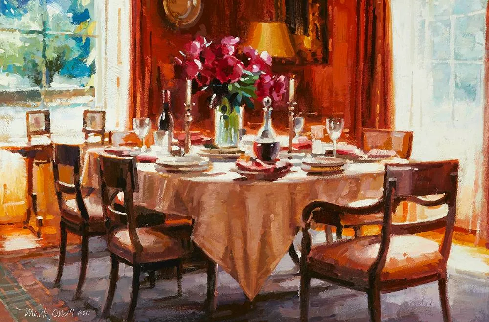 AWAITING FRIENDS by Mark O'Neill, 2011, oil on board, offered Nov 2022
