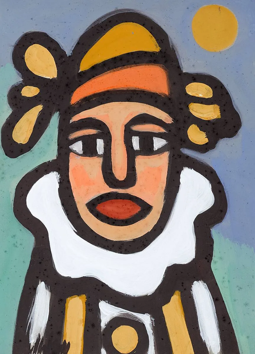 CLOWN by Markey Robinson, gouache, sold Nov 2022
