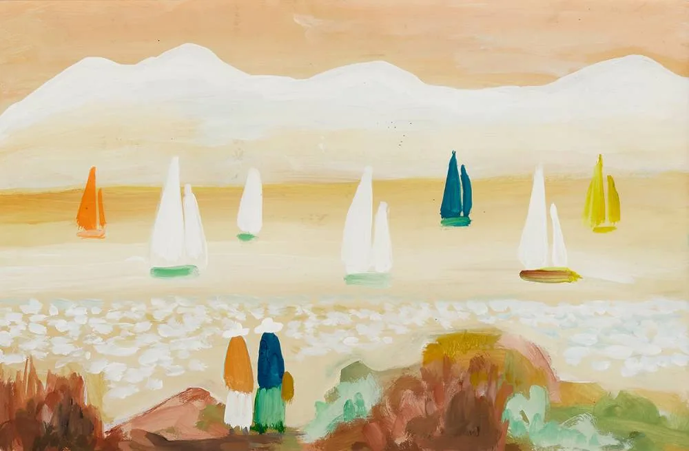 MEDITERRANEAN SCENE by Markey Robinson, gouache, offered Nov 2022