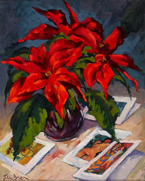 John Dinan, POINSETTIA, oil on board