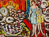 Elizabeth Cope, FRUIT BASKET AND TWO LADIES